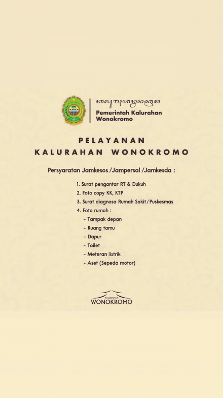 PERSYARATAN JAMKESOS/JAMPERSAL/JAMKESDA